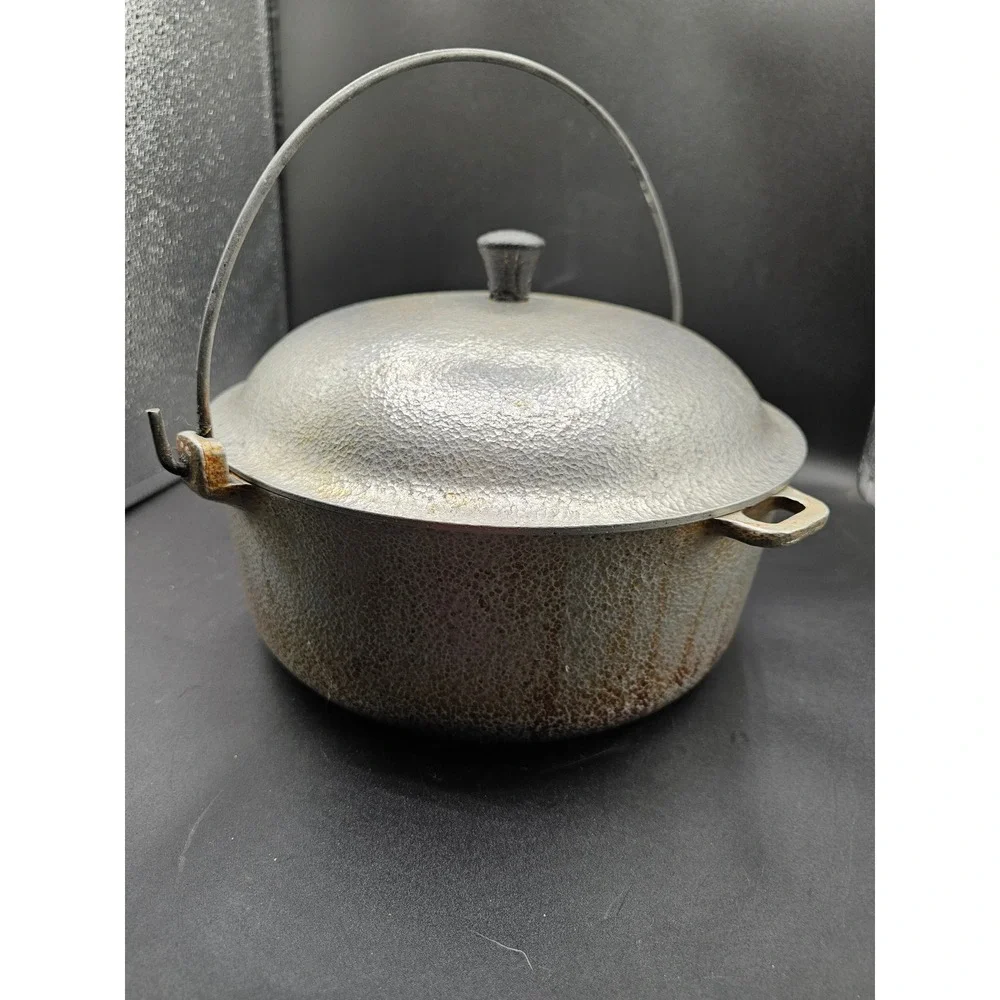 Vintage Club Hammercraft Cast Aluminum Dutch Oven 10in Pot with Lid Bail Handle